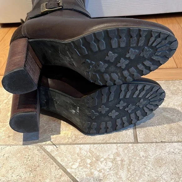 Fabianelli Italian Crafted Leather Knee High Heeled Boots Size 38 - Picture 6 of 11